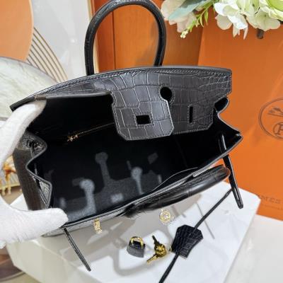 wholesale quality birkin 25 matte alligator noir ghw 